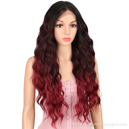 Rebecca fashion brand ombre 28 inches wave hair lace frontal wig synthetic hair female bohemian mixed color hair synthetic wigs